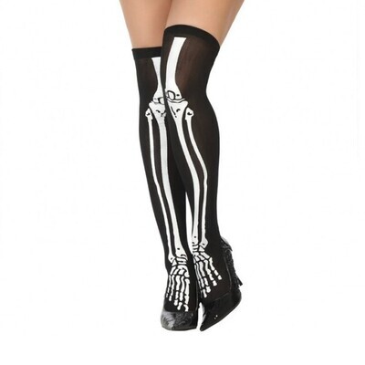 Skeleton Bone Thigh High Stocking
