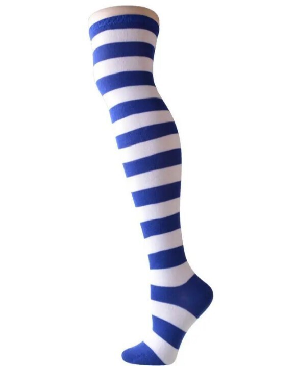 Blue and White Thigh High Stocking