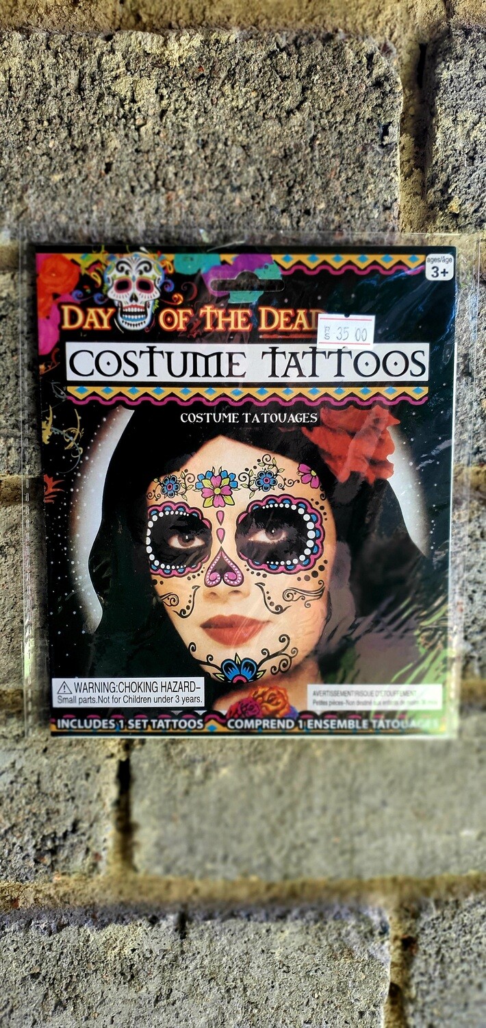 Sugar Skull Pink and Blue Costume Tattoo set