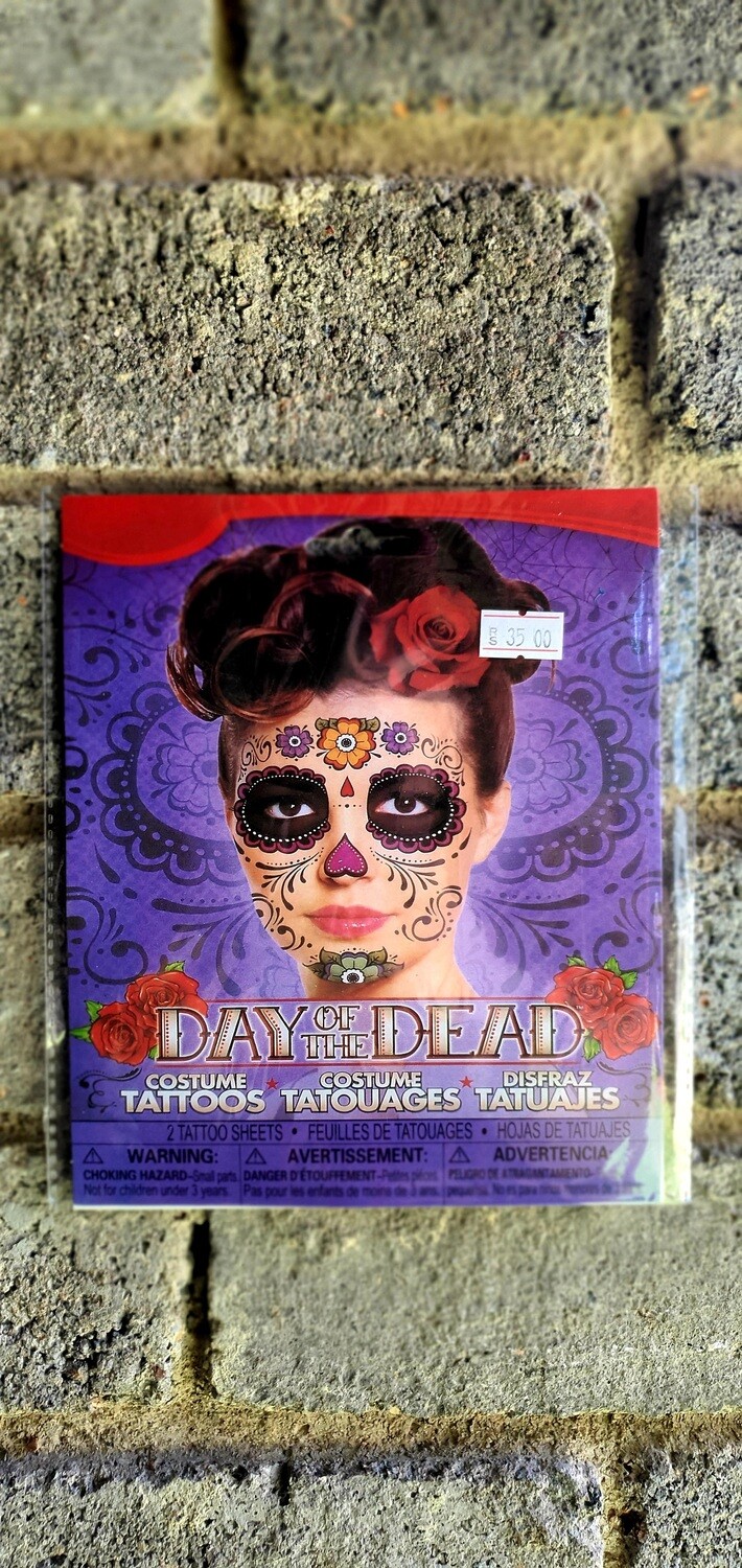Purple Sugar Skull Costume Tattoo set