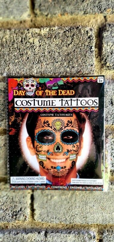 Blue and Green Sugar Skull Costume Tattoo set