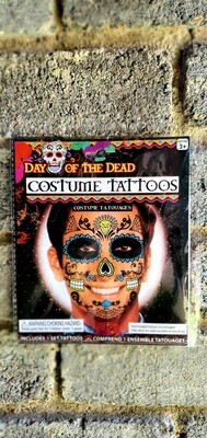 Blue and Green Sugar Skull Costume Tattoo set
