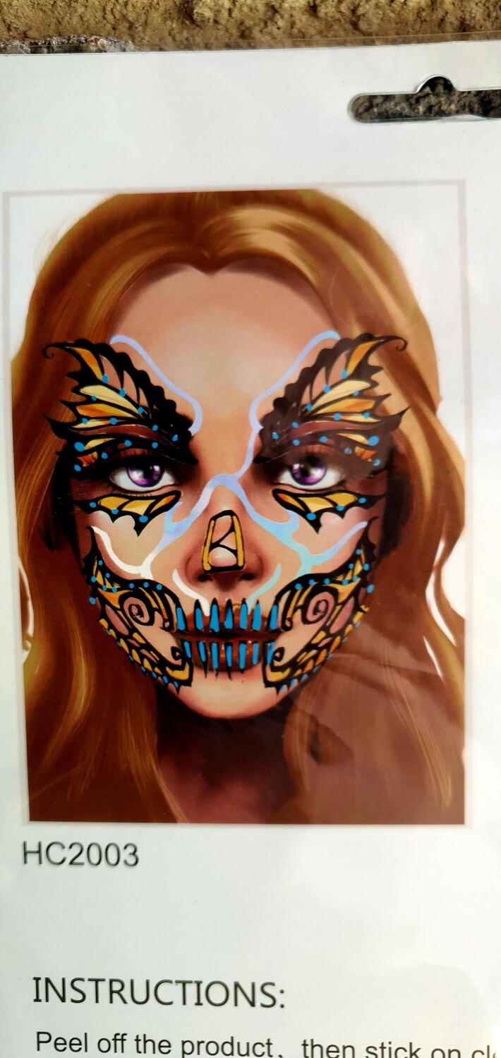 Yellow Butterfly Face Sticker Set