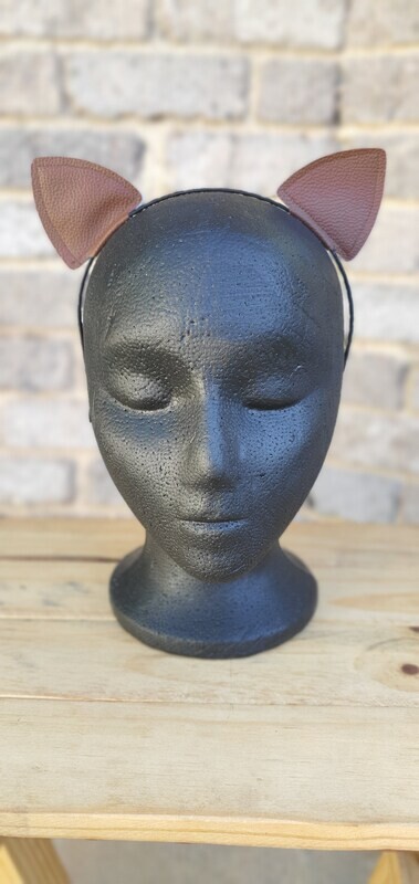 Brown Pleather Cat Ears