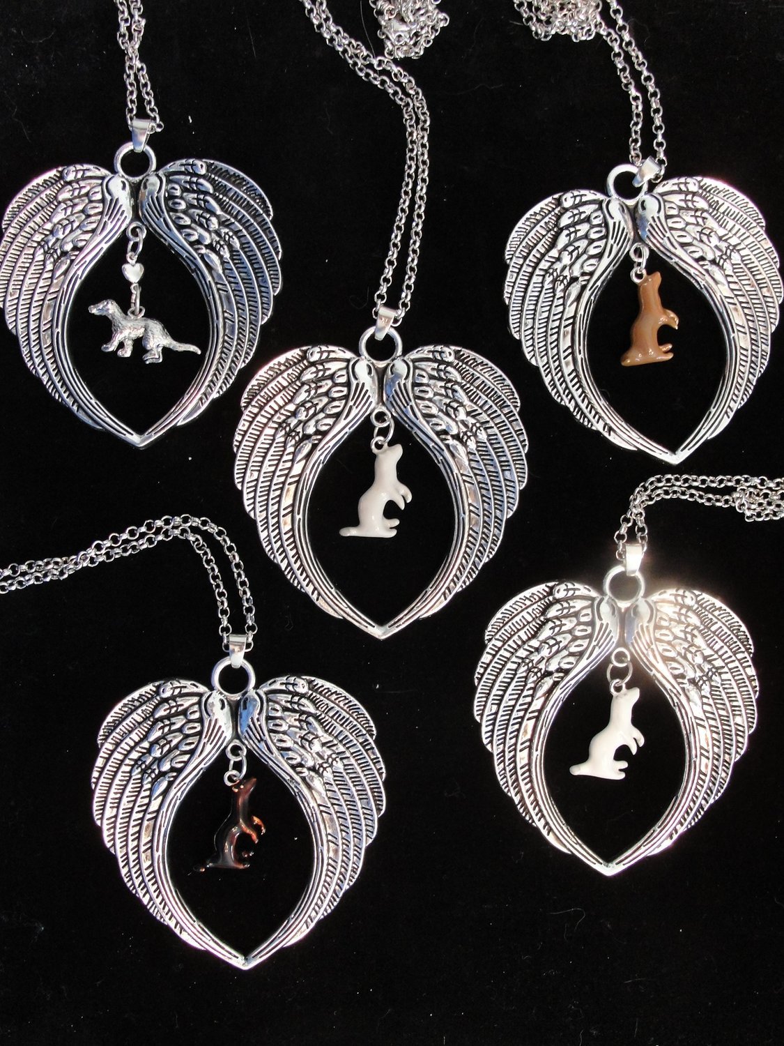 Ferret Wings Memorial Necklace Albino