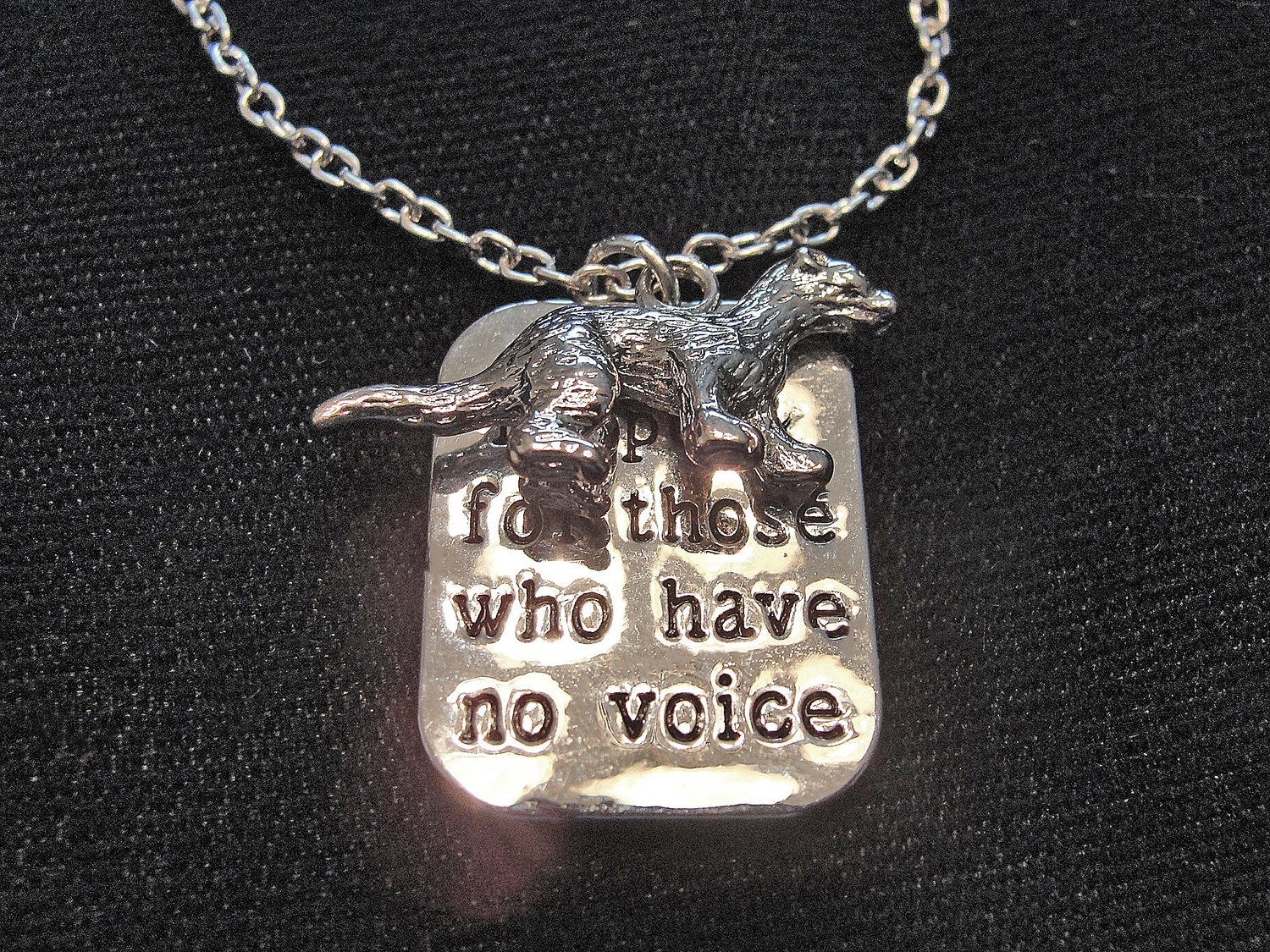 Pewter Ferret I Speak For Those Who Have No Voice Necklace