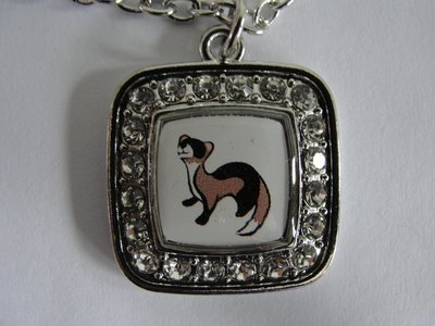Rhinestone Framed Ferret Necklace