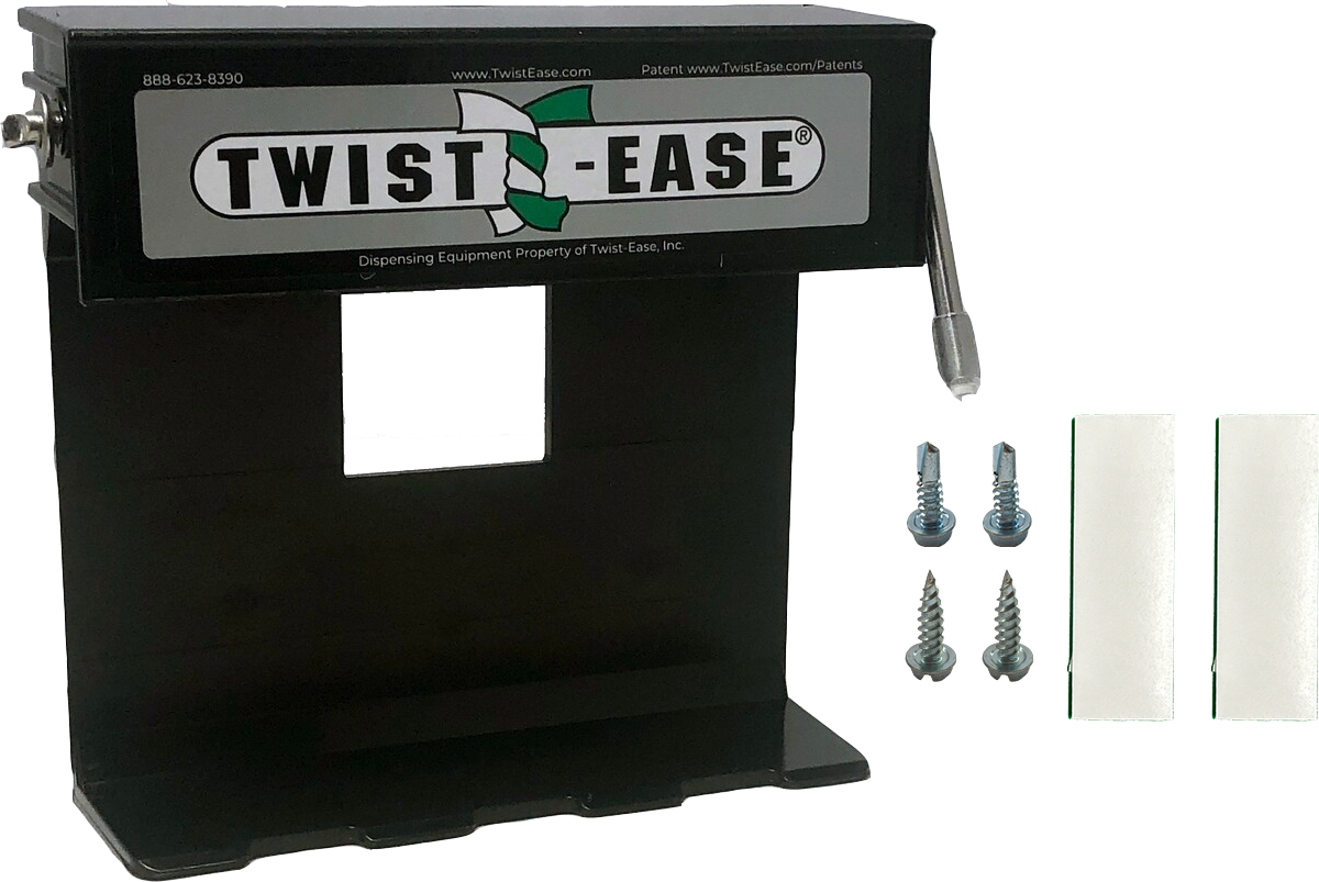 Twist-Ease 4&quot; Dispenser with Tape &amp; Screws, Color: Black (10110 + 10113)