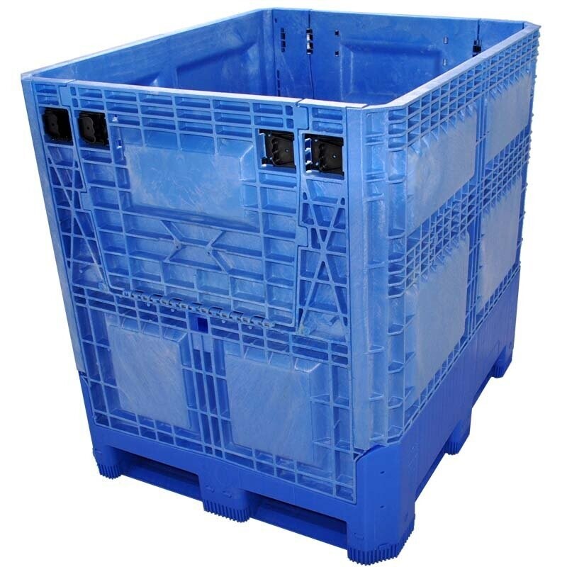 DuraGreen 40" x 48" x 46" Medium-Duty Collapsible Bulk Container Blue (2 Doors)