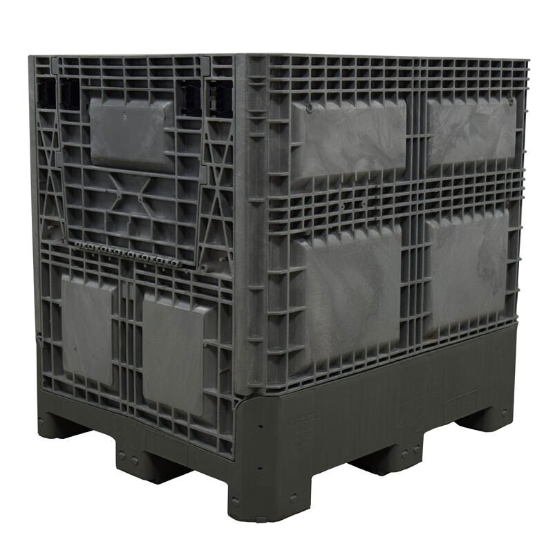 Buckhorn 40" x 48" x 46" Medium-Duty Collapsible Bulk Container Grey (2 Doors)
