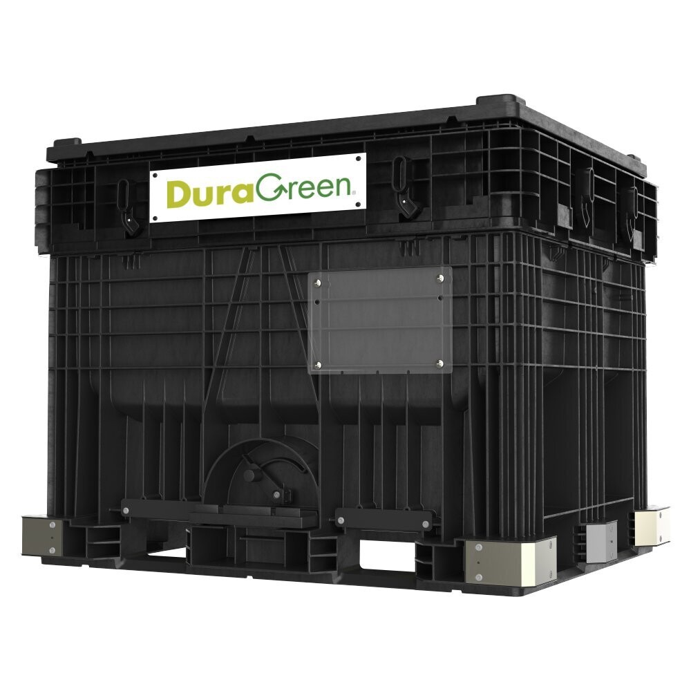 DuraGreen 57" x 45" x 41" Hopper Bottom Bulk Container With Cover