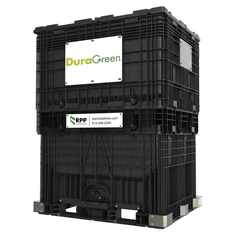 DuraGreen 57" x 45" x 74" Hopper Bottom Bulk Container With Cover