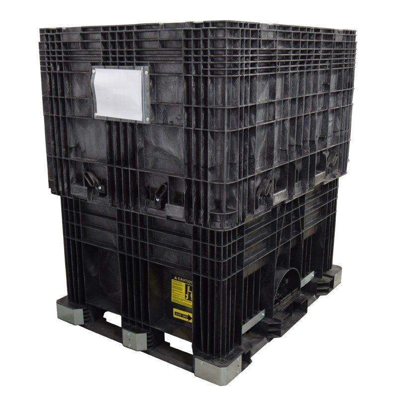 DuraGreen 57" x 45" x 65" Hopper Bottom Collapsible Bulk Container + Cover