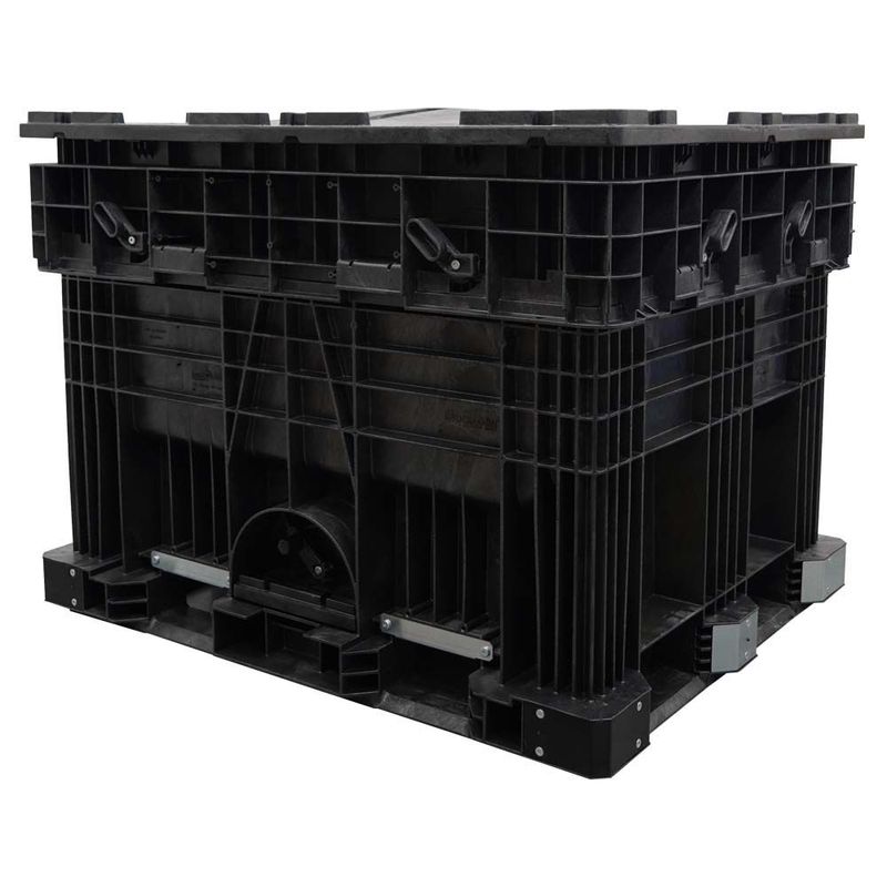 DuraGreen 57" x 45" x 41" Hopper Bottom Bulk Container With Cover