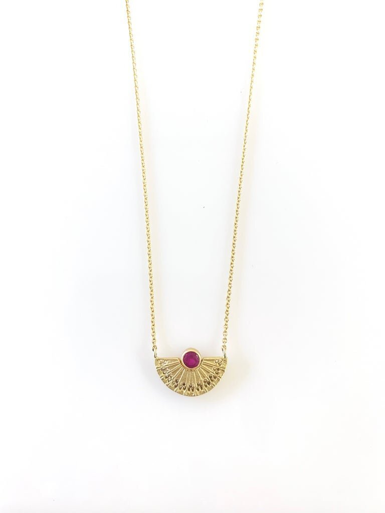 Fan Necklace with Ruby
