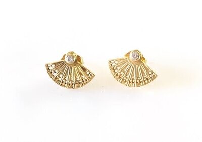 Fan Post Earrings with diamonds