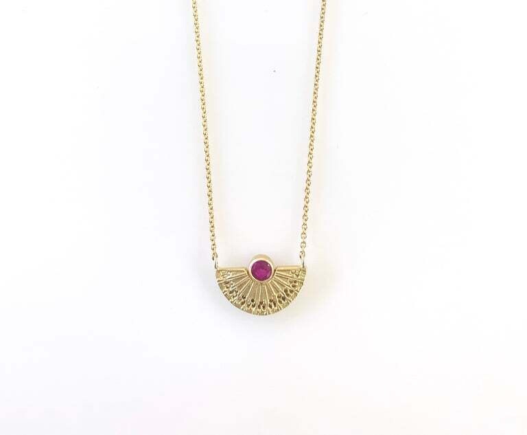 Fan Necklace with Ruby