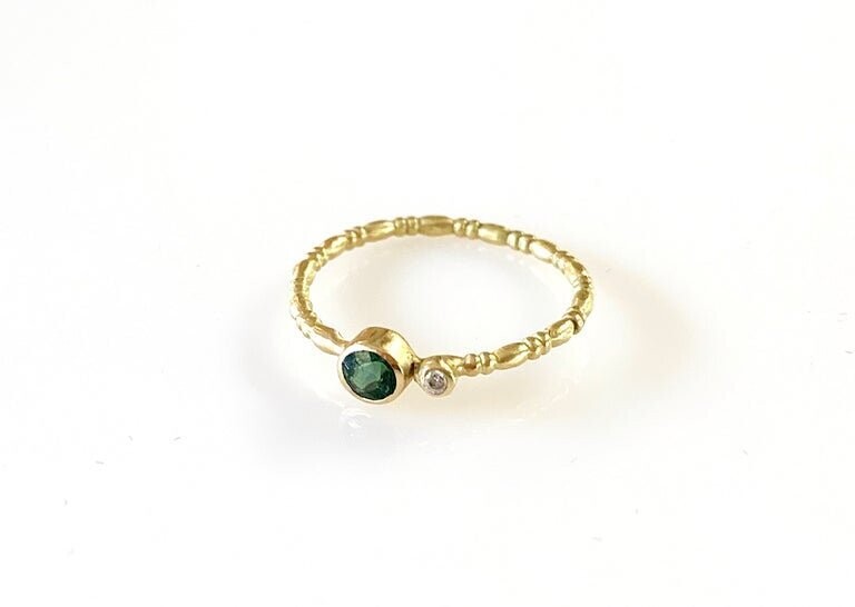 Stackable Ring - Tourmaline / Diamond