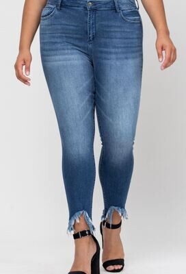 Curvy Carmen Cropped Frayed Hem Skinny Jeans