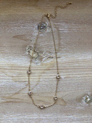 Gold Chain w/ Clear Stones- 16"-18"
