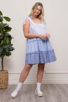 Emmy Tiered Chambray Colorblock Dress Emmy Tiered Chambray Colorblock Dress