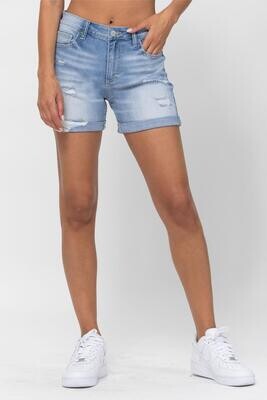 Gracie High Rise Double Rolled Hem BF Shorts
