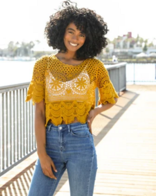 Addie Yellow Crochet Top