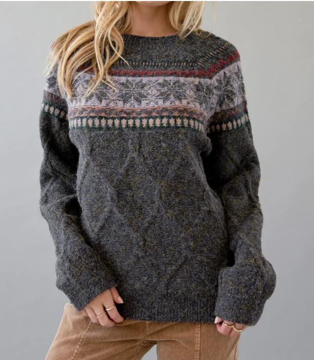 Jane Fair Isle Cable Knit Sweater