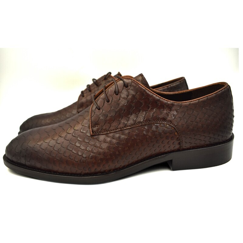 Leather lace up derby formal shoes for men