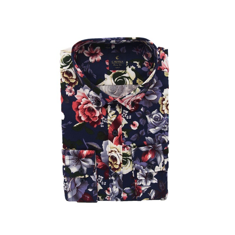 Floral Print Slim Fit Shirt For Men