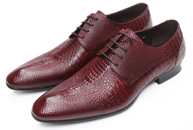 MENS Leather Party Wear Shoes Red