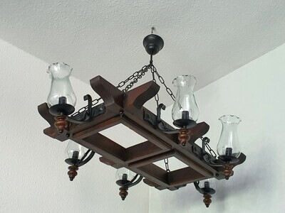 Vintage holz kronleuchter ,vintage deckenleuchte ,antik deckenlampe für lampe e14 , pendelleuchte für wohnzimmer schlafzimmer bar hallen und Paläste (2 mal 4 ecken 8 lampen holz kronleuchter)