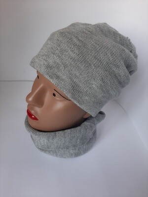 Hat scarf unisex knit set, handmade knit beanie and bandana