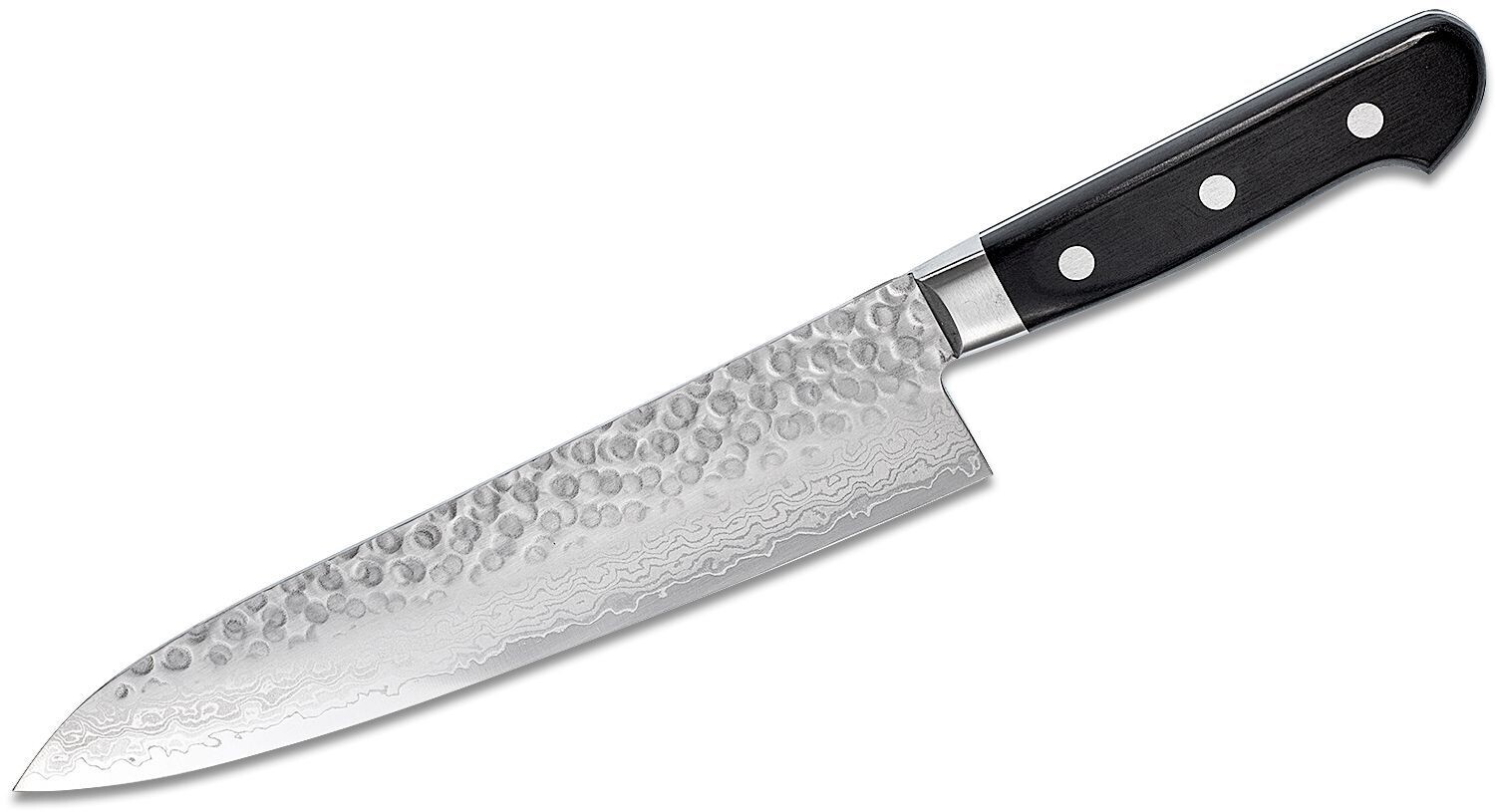 Kikuichi Tsuchime Damascus All Purpose Knife Hammered Blade 7 in