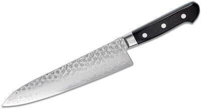 Kikuichi Tsuchime Damascus All Purpose Knife Hammered Blade 7 in