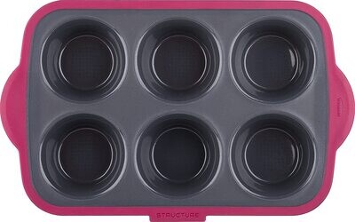 Trudeau Structure Muffin Pan Grey/Pink 6 piece