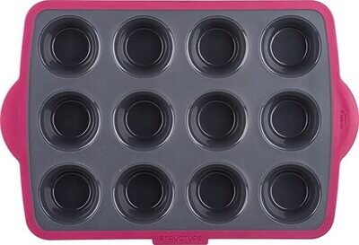 Trudeau Structure Muffin Pan Grey/Pink 12 Piece