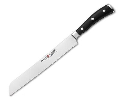 Wusthof Classic Ikon Bread Knife Double Serrated Black 9 inch