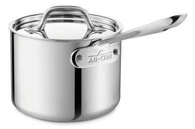 All Clad D3 Stainless Steel Sauce Pan w/Lid 2 Qt