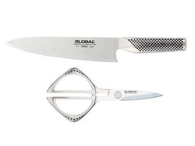 Global G-2210 Cook's Knife Stainless Steel w/Kitchen Shears Set of 2