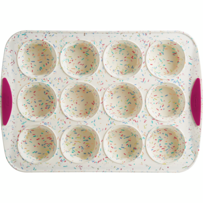 Trudeau Silicone Muffin Pan Confetti Pattern 12 piece