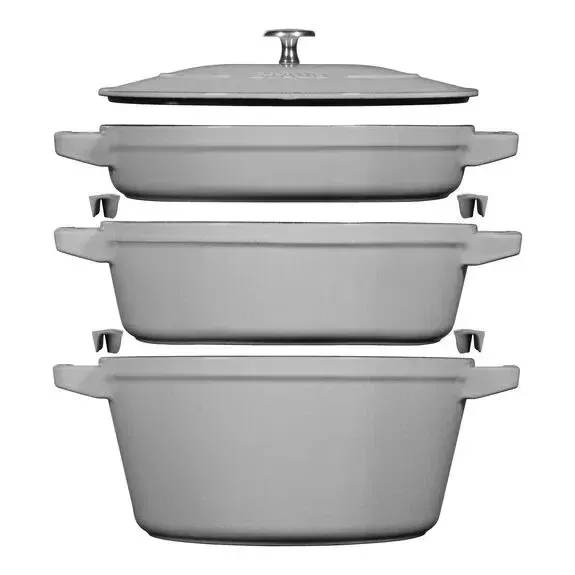 Staub Cast Iron Stackable Cocotte  Fry  Grill Pan 26 cm
