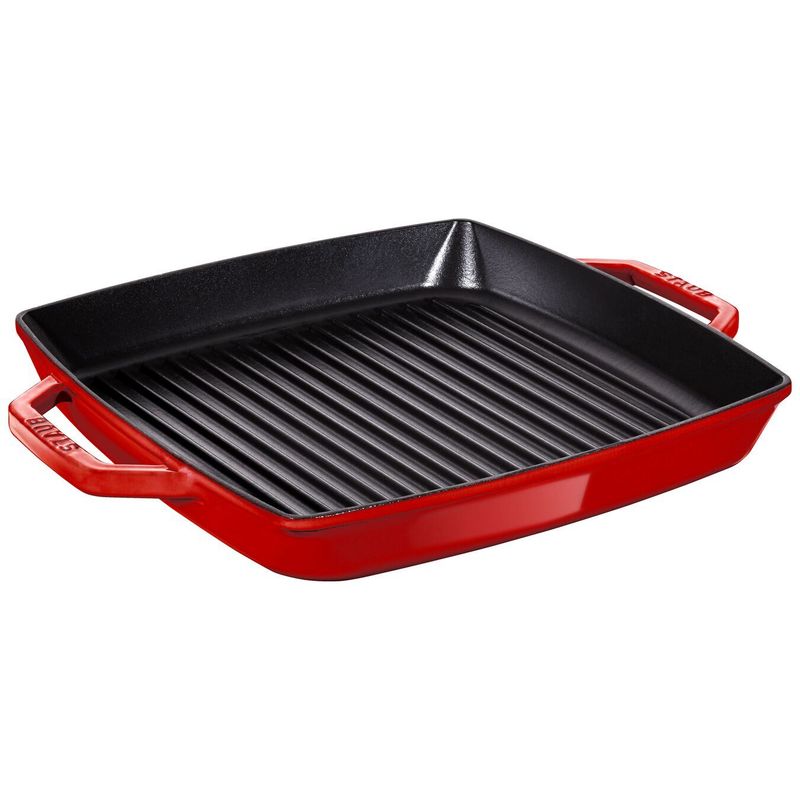 Staub Cast Iron Grill Pan Square Red 11 in/28 cm Staub Cast Iron Grill Pan Square Red 11 in/28 cm