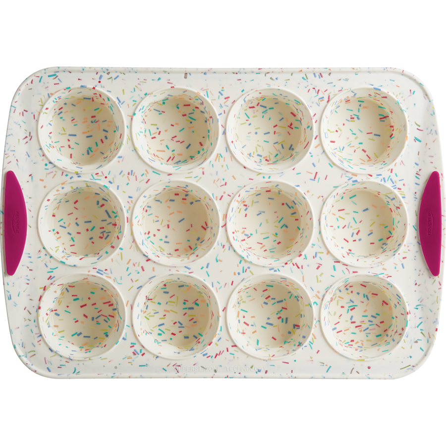 Trudeau Silicone Muffin Pan Confetti Pattern 12 pc