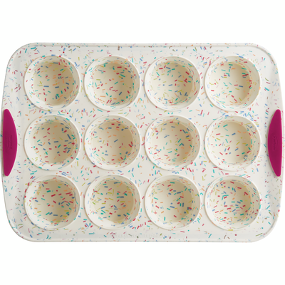 Trudeau Silicone Muffin Pan Confetti Pattern 12 pc