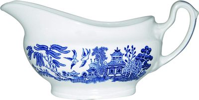 David Shaw Churchill Blue Willow Gravy Boat