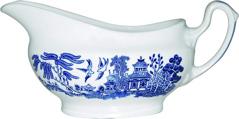 David Shaw Churchill Blue Willow Gravy Boat