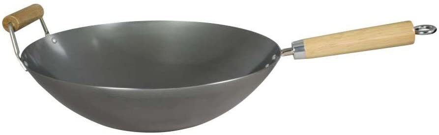 Dexam Carbon Steel Wok w/Wood Handles 14 in/34 cm