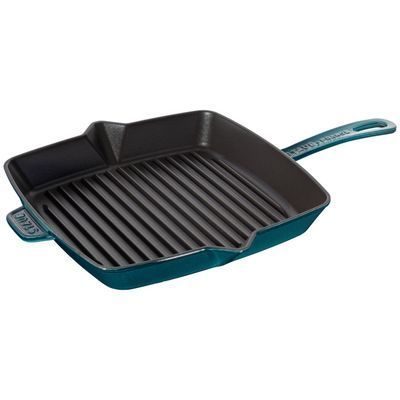 Staub Cast Iron Grill Pan Square w/Handle La Mer 12 inch/30 cm Staub Cast Iron Grill Pan Square w/Handle La Mer 12 inch/30 cm