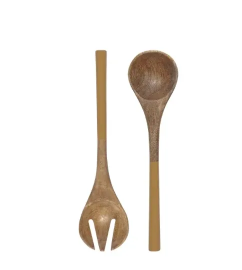 Danica Heirloom Mango Wood Salad Servers Ochre